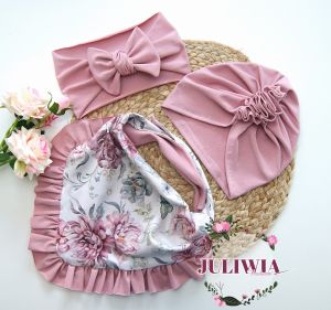 turban z dwustronną chustą z falbanką