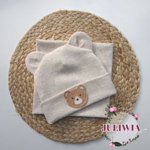 czapka z uszkami miś z kominem