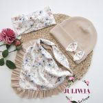 komplet 2w1  czapka z dwustronną chustą  beż