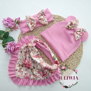 komplet  czapka z uszkami myszka minnie chusta  