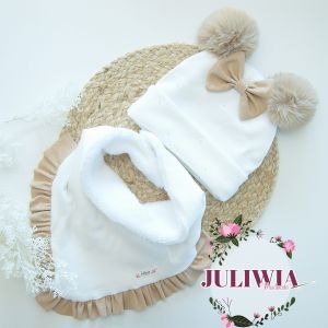 czapka zimowa z chustą dla dziewczynki 