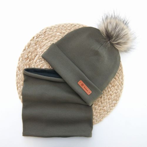 czapka komin khaki zimowy dla chłopca.JPG