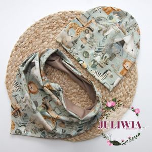 czapka z chusta  dla chłopca 47-48