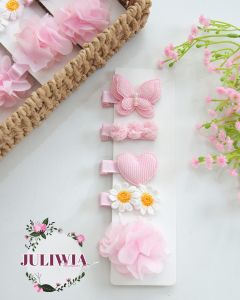 zestaw 5 spinek pudrowy róż