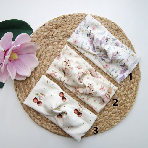 opaski przeplatne wisienki zajączki jednoroźce.jpg