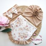 komplet 2w1 turban z dwustronną chustą beż